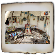 Mobilna wioska indiańska Huu-Ska Luta Raven - repliki rękodzieła