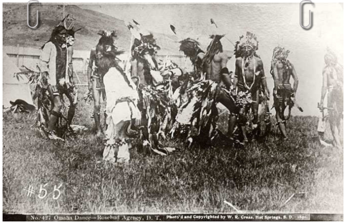 Taniec Omaha w rezerwacie Rosebud, Dakota Południowa W.R. Cross 1891.